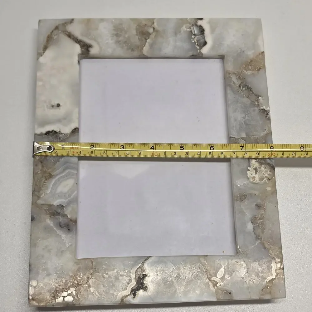 White Quartz Stone Picture Frame Natural Agate Photo Frame 5x7 Photo
